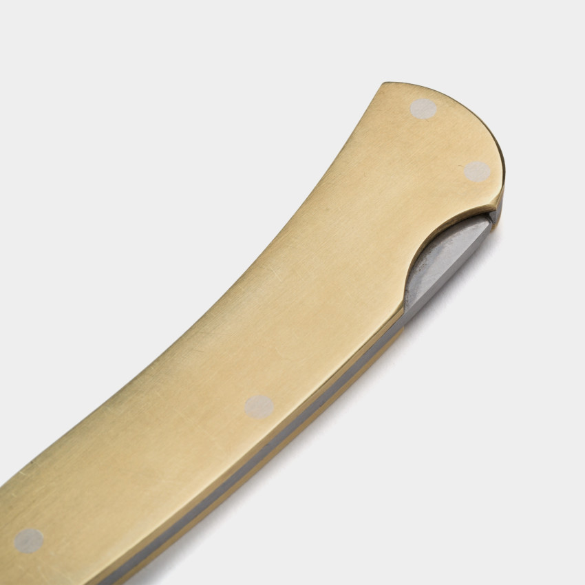 Brass Thin Lock Knife Closed Detail